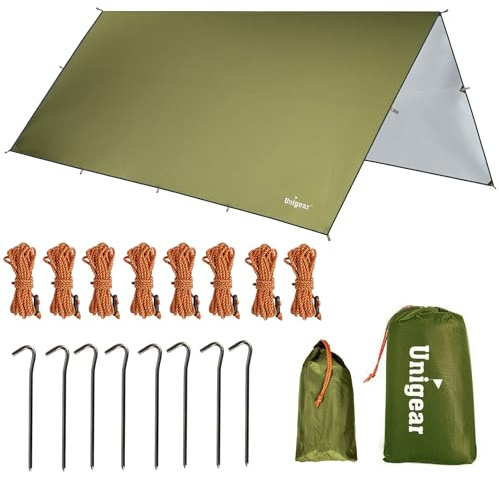 Unigear Toldo Camping Impermeable Lona Suelo Protector Aolar Anti-Viento Toldos para Playa Tienda Hamaca Acampada Refugio Al Aire Libre