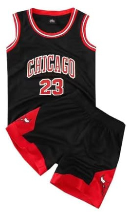 FASIOHDIO 2 Pièces Maillot Basketball Enfant,Maillot Sans Manches + Pantalon Court,Tenue Basket Enfant Garçon et Fille,Ensemble Basket Enfant (Black, 6-8 years/m)