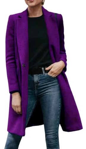 Manteau Très Long Trench Femme Mi Long Manteau Femme Laine Manteau Chic Femme Manteau Hiver Femme Chaud Doudoune Femme Longue Manteau Femme Hiver Grande Taille Veste Chaude Violet 3Xl