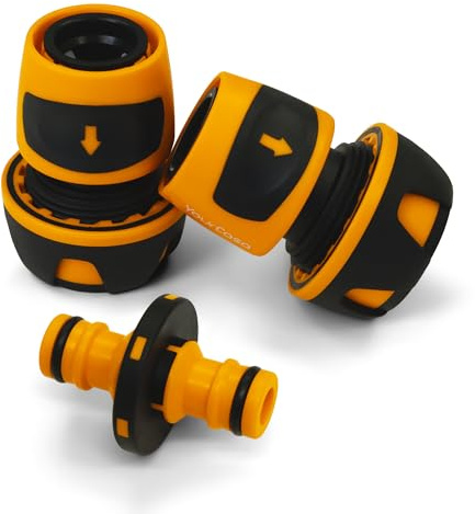 YourCasa Connettore per tubo da 3/4 (19 mm), accoppiamento di 2 tubi dell'acqua, connettore per tubo da giardino, adattatore per tubo flessibile, connettore doppio (arancione)