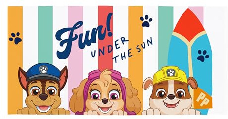 PAW PATROL Kids Towel | Super Soft Feel, Sunny Design with Chase and Skye | Perfect The Home, Bath, Beach & Swimming Pool | One Size 70cm x 140cm