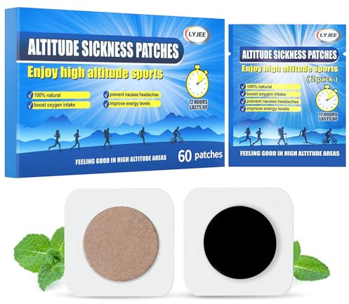 LYJEE Altitude Sickness Prevention Patches,Effective High Altitude Ṧickness Treatmenṫ Fights Ṧymptoms,Supports Rapid High Altitude Acclimation （60 Patches）