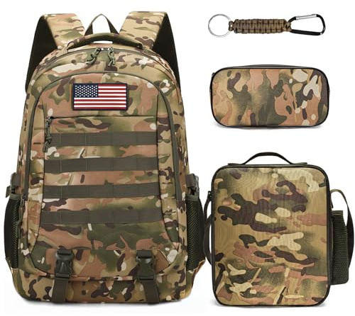 CGYCSY Camo Backpack for Boys backpack for 19'' Students Bookbag for Boy Bookbag and Lunch Box Pencil Case 3 in 1 Set School Bags Children Kids Teens Elementary Middle High School Outdoor Camping