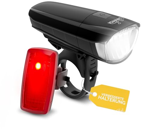 DANSI Fahrradleuchten-Set StVZO I LED-Fahrradlicht I Rad-Licht hell vorne (30/15 Lux, Batterie-Leuchtenset Premium)