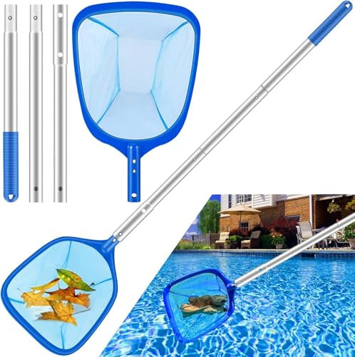 Épuisettes de Surface Piscine, Épuisettes de Fond, Filet Piscine avec Télescopique en Aluminium Perche, Kit Nettoyage pour Les Feuilles et Débris dans Les Piscines Fontaines Bassins et Spas