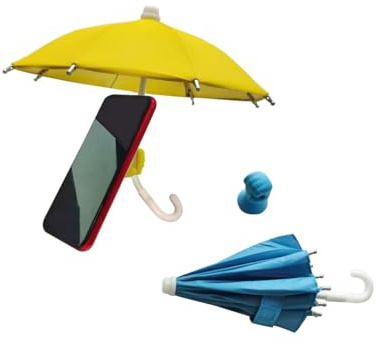 2-Pack Cell Phone Umbrella for Sun,Universal Cute Phone Sunshade Shield Cover with 360°Adjustable Pole & Pig hand Suction Cup,Outdoor Anti-reflective Phone Sun Visor for Cell Phone Yellow/Blue
