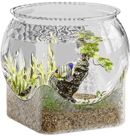 Rund fiskburk | Klart transparent akvarium | blommig behållare för sovrum badrum kontor avkoppling | elegant heminredning