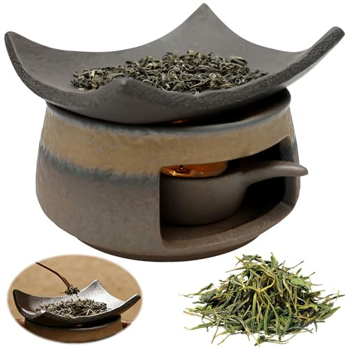 Tea Stove Warmer Set, Ceramic Candle Wax Melt Warmer, Aromatherapy Burner with Tealight Holder for Deep Relaxation for Home Office,Cedar and Zen Incense Burner