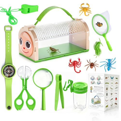Hojalis Kit Esploratore Bambini, Scatola Osservazione Insetti, Con Cattura Insetti, Lenti D'ingrandimento, Set Di Caccia Agli Insetti, Per Bambini Outdoor Explorer Giocattoli Per 3 4 5 6 7 Anni