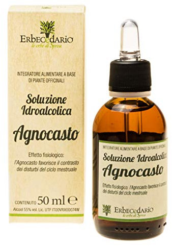 Tintura Madre Agnocasto Erbecedario, Agnocasto Integratore per disturbi mestruali, Aiuta a contrastare i disturbi del Ciclo Mestruale, Soluzione Idroalcolica Agnocasto gocce per ciclo - 50ml