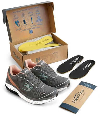 g-defy Mighty Walk Women’s Orthopedic Comfort Shoes for Standing All Day | VersoShock Shock-Absorbing Sole | Wide Toe Box | Supportive Walking Shoes Gray, Pink