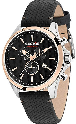 Sector No Limits Orologio da uomo, Collezione 180, movimento al quarzo, con cronografo, in acciaio, PVD oro rosa e pelle naturale - R3271975004