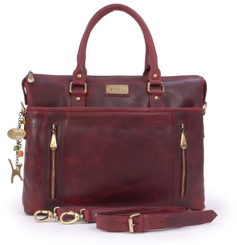 Catwalk Collection Handbags - Women's Large Leather Tote Bag - Ladies Work Laptop Bag - Briefcase With Detachable Cross Body Strap - Adele - Red