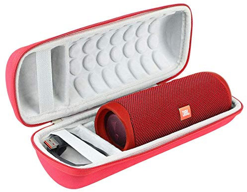 Khanka Hard Travel Case for JBL Flip 7/6 /5 Portable Bluetooth Speaker and Accessories, Case Only. (Red/White)