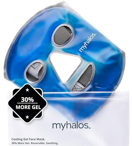 MyHalos® Masque Froid Visage - Masque Yeux Froid et Compresse Chaude Dégonfle Peau et Yeux – Soin Visage Idéal pour Soulager Stress, Migraine, Douleurs, Enflures - Masque Migraine