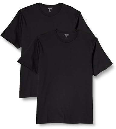Amazon Essentials T-shirt en Coton à Col Rond à Manches Courtes, Coupe Classique Homme, Lot de 2, Noir, 3XL Grande taille Taille Tall