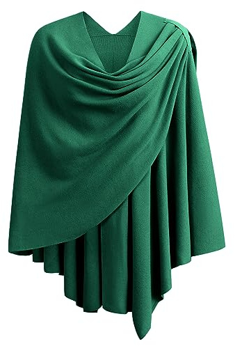 PULI Dam kors främre sjal wraps eleganta ponchos fint draperad stickad kappa cardigan för aftonklänning bröllop sjalar, Kors fram-havsgrön, en storlek