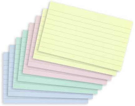 Summit Karteikarten, Revisionskarten, 400 Stück Karteikarten, 125 x 75 mm Karteikarten, Pastell sortierte Farben