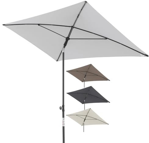 Doppler City Balkonschirm 200x125cm in Hellgrau I Rechteckiger Sonnenschirm mit UV-Schutz I 3-fach verstellbarer Sonnenschirm Balkon inkl. Aufbewahrungstasche I Schirm von 180-220cm höhenverstellbar