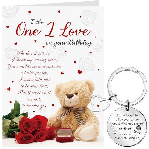 Tenare Carte d'anniversaire « One I Love Wife » de la part d'un mari, d'un homme, d'un petit ami « If I Had My Life to Live over Again » - Porte-clés pour femme