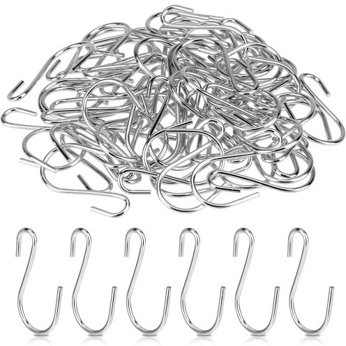 Mozeat Lens 60 PCS 1 Inch Mini S Hooks for Hanging S Shaped Hanging Hooks Stainless Steel S Hooks Metal Mini Ornament Hooks for Crafts Jewelry Hanging Pot Plants, Silver