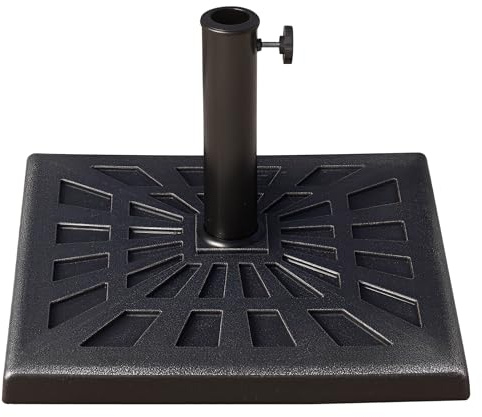 Outsunny Base de Sombrilla Peso 15 kg Soporte para Parasol de Resina para Mástiles de Ø3,8 cm y Ø4,8 cm para Terraza Patio Jardín Playa 47x47x32 cm Bronce