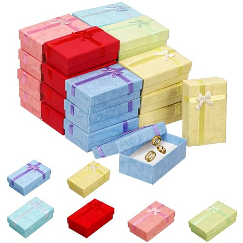 Glarks 24Pz Multicolor Gioielli Regali Scatola Set, 6 Colori 3.1 x 1.9 x 1.1In Scatole di Gioielli per Collana, Altri Piccoli Gioielli, Regalo