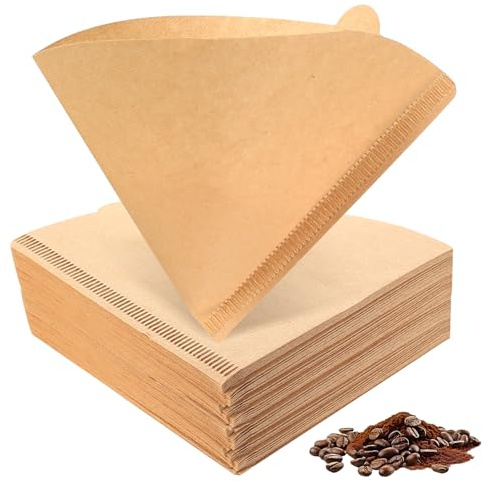 200 Pcs Filtros de Papel Número 2, Filtro de Café de Papel de Filtro de Cafés en Forma de V Tamaño 02, pPapel de Filtros de Café de Cono para Cafetera de Goteo(marrón, 2-4 Tazas)