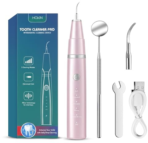HOKIN Plaque Remover Dental Care Kit Teeth Cleaning Tool Dental Care Kit Tooth Filling Repair Set Stainless Steel Dental Tools for Men Women Kids and Pet Care (Rose Pink)