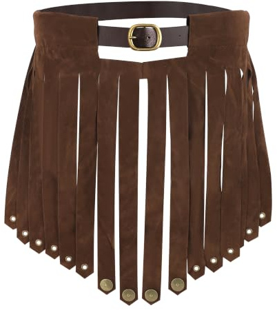 RUIXIA Ceinture Jupe de Gladiateur Armure de Cuisse Médiévale en Faux Cuir Ceinture à Franges Style Rétro Chevalier Accessoire de Costume de Gladiateur Romaine pour Halloween Cosplay Carnaval