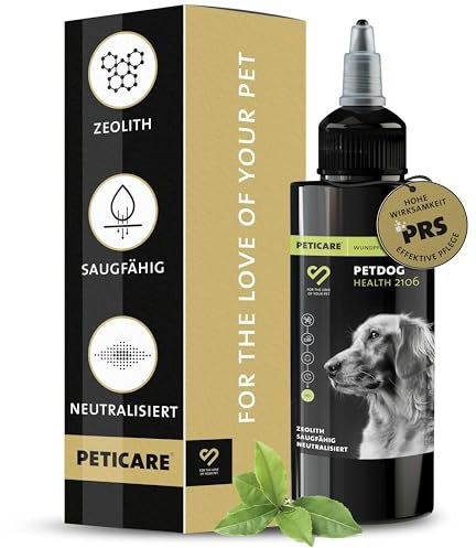 Peticare Spezial Wund-Puder für Hunde, Katzen | bei Wunden Aller Art | 100% hochwertiges Zeolith-Pulver | hohe Saugfähigkeit | einzigartiges PRS® System für Lange Wirkung - 70 g - petDog Health 2106