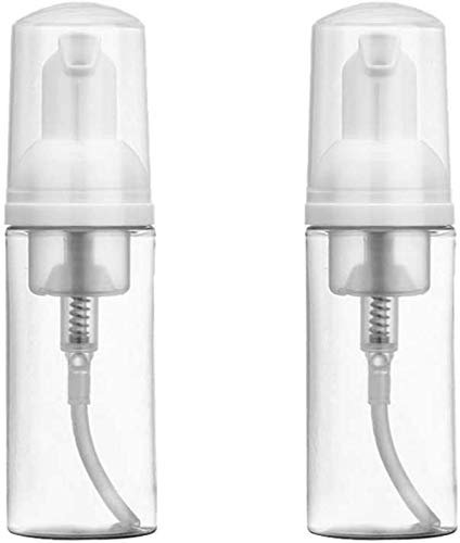 Tenlacum 2 botellas de viaje dispensadoras de espuma dispensadoras de plástico rellenables vacías mini dispensador de jabón espumoso champú para viajes 50 ml, Transparent, 50 ml