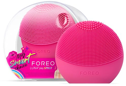 FOREO Luna Play Smart 2 - Facial Cleansing Brush - 2-in-1 Skin Analysis & Facial Cleanser - Travel Accessories - Silicone Face Massager - Holiday Essentials - App-Connected - Cherry Up