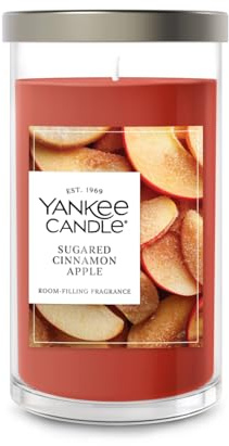 Yankee Candle Medium Pillar Scented Candle with up to 115 Hour Burn Time, Premium Plant Wax Blend for Consistent Burn, 14.25 oz Pillar Candle with Room Filling Fragrance, Sugared Cinnamon Apple