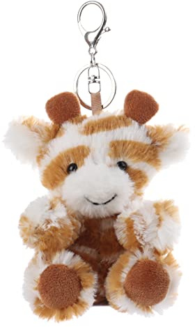 Apricot Lamb–Süßer gefüllter Giraffe Schlüsselanhänger 13 cm –Giraffe Kuscheltieranhänger mit Schlüsselring für Schlüsselband–Schultütenanhänger