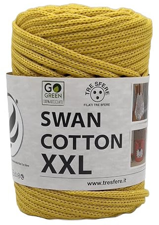 SWAN COTTON XXL (2530 - Yellow), yarn for bags, hats, baskets, underplates, clutch composition 70% recycled cotton 30% polyester, 250 g spool 65 m