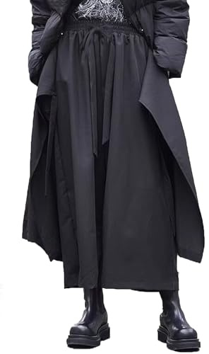 CLANMILUMS Men's Black Skirt Pants Loose Harem Pant Casual Harajuku Kimono Trousers (XX-Large, Black 3885)