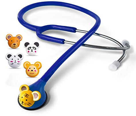 SCIAN dessin animé animal Design stéthoscope pour les cliniciens enfants, stéthoscope multicolore pour les enfants (Bleu)