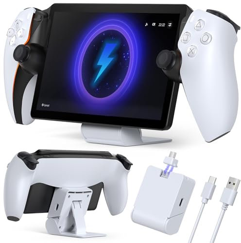 Auarte Magnetic Portable Charging Dock for Playstation Portal Accessories, Folding Charging Stand for PS5 Portal Handheld Console with Type-c Cable, Wireless Charger for PS5 Portable, White