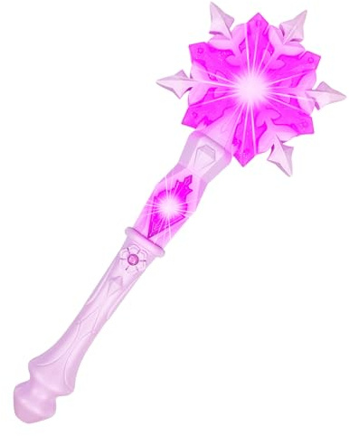 Bacchetta Magica Bambina, Bacchetta luminosa con fiocco di neve, Bacchetta Magica Principessa, bacchetta luminosa a LED con suono, Bacchetta Magica Fata, per I Bambini Bomboniere (Rosa)
