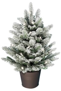 ArtiTree - Künstlicher Weihnachtsbaum 80cm im Topf mit LED & Schnee - Christmas Tree für Innen und Außen, Kunstlich Baum für Weihnachtsdeko, Realistische Optik
