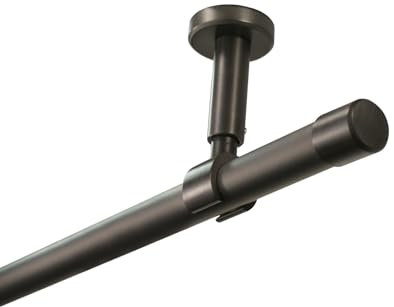 iso-design Gardinenstange zur Deckenmontage 20 mm Durchmesser in den Farben Edelstahl, Schwarz und Messing matt, Endstück Kappe, 140 cm