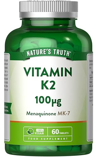 Vitamin K2 MK-7 100ug | High Strength Menaquinone MK-7 | 1-A-Day | 60 Vegan Tablets | Nature's Truth