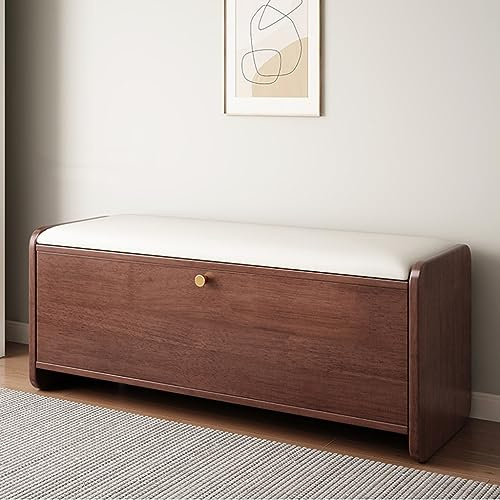 JKSVTF Shoe Bench Rack, Stylish Storage Bench, Shoe Cabinet Stool, Smooth Tipper Design Ottoman Foot Stool, Multi-Functional Shoe Organizer, for Small Apartments and Homes (Walnut 80x30x45cm)