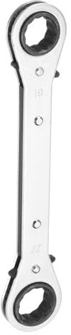 QUARKZMAN Chiave a cricchetto reversibile a doppia testa 19mm x 22mm in acciaio CR-V 180 gradi Metrica Doppia testa a 12 punti 24 denti Chiave a cricchetto regolabile, Argento Grigio