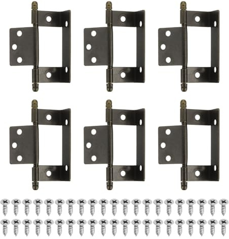 Cerniere a scomparsa pieghevoli, 6 pezzi, cerniere for mobili a incasso completo, cerniera a punta lunga con asse parziale da 3,4 x 0,6 pollici, cerniera vintage semi-avvolgente for mobili con viti, b