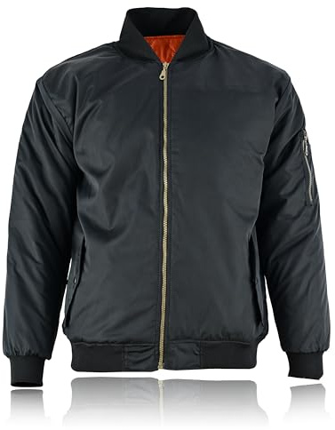 Swift Wear Men’s Bomber Jacket – Lightweight Polyester, Ribbed Collar & Cuffs, Full Zip – Army, Military, Security, Pilot Flight Style Coat for Casual & Travel