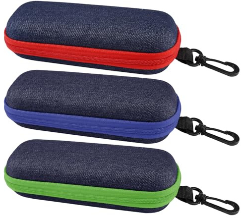 3 Pezzi Colori Diversi Custodia per Occhiali in Denim,