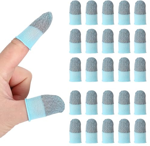 PATIKIL Guanti per Dita con Punta in Fibre d'Argento, 40 Pezzi Guanti per Gaming Antisudore Traspiranti per Dispositivi Touchscreen, Blu