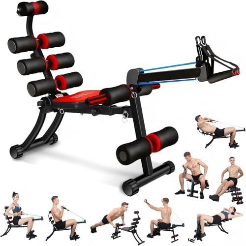 MAGIC BB 22 in 1 Multi-Functional Adjustable Ab Trainer Machine, Wonder Core Abdominal Exercise Equipment, Foldable Portable Rowing Machine, Core Workout & Total Gym for Home Exercise (Black)